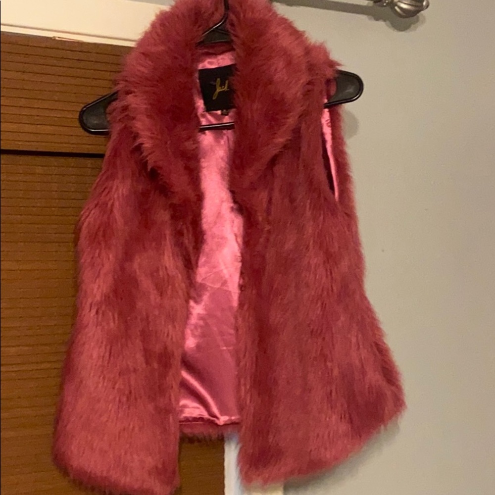 Pink faux fur vest
